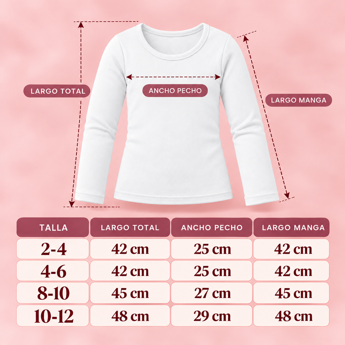 Manga Larga Cuello Redondo Infantil