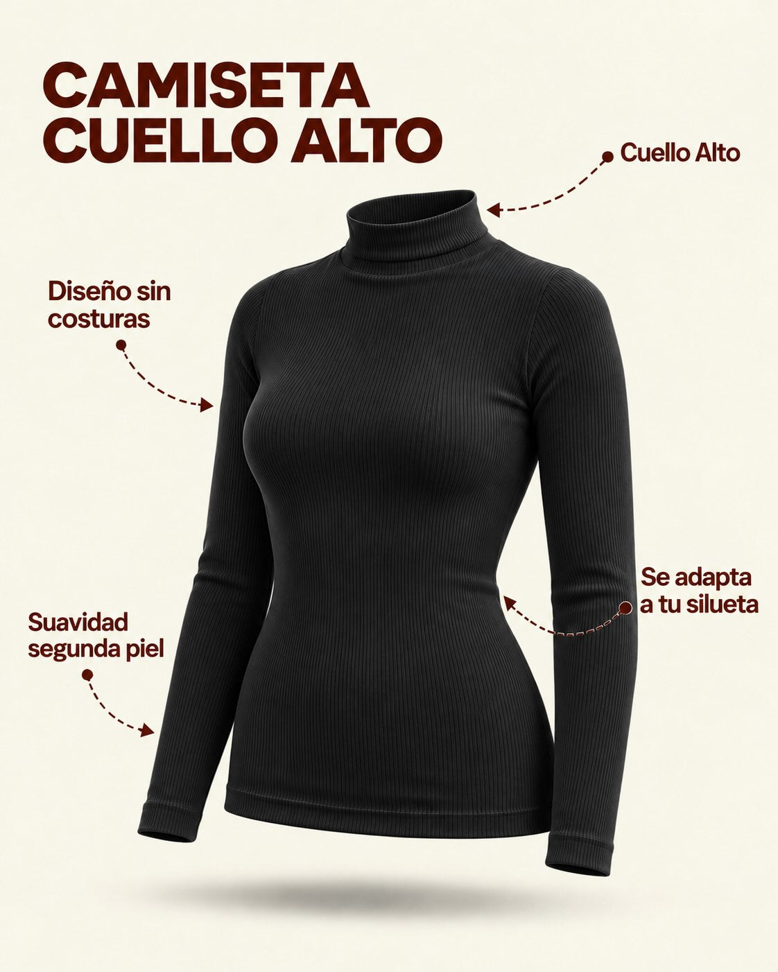 Playera Manga Larga Cuello Alto